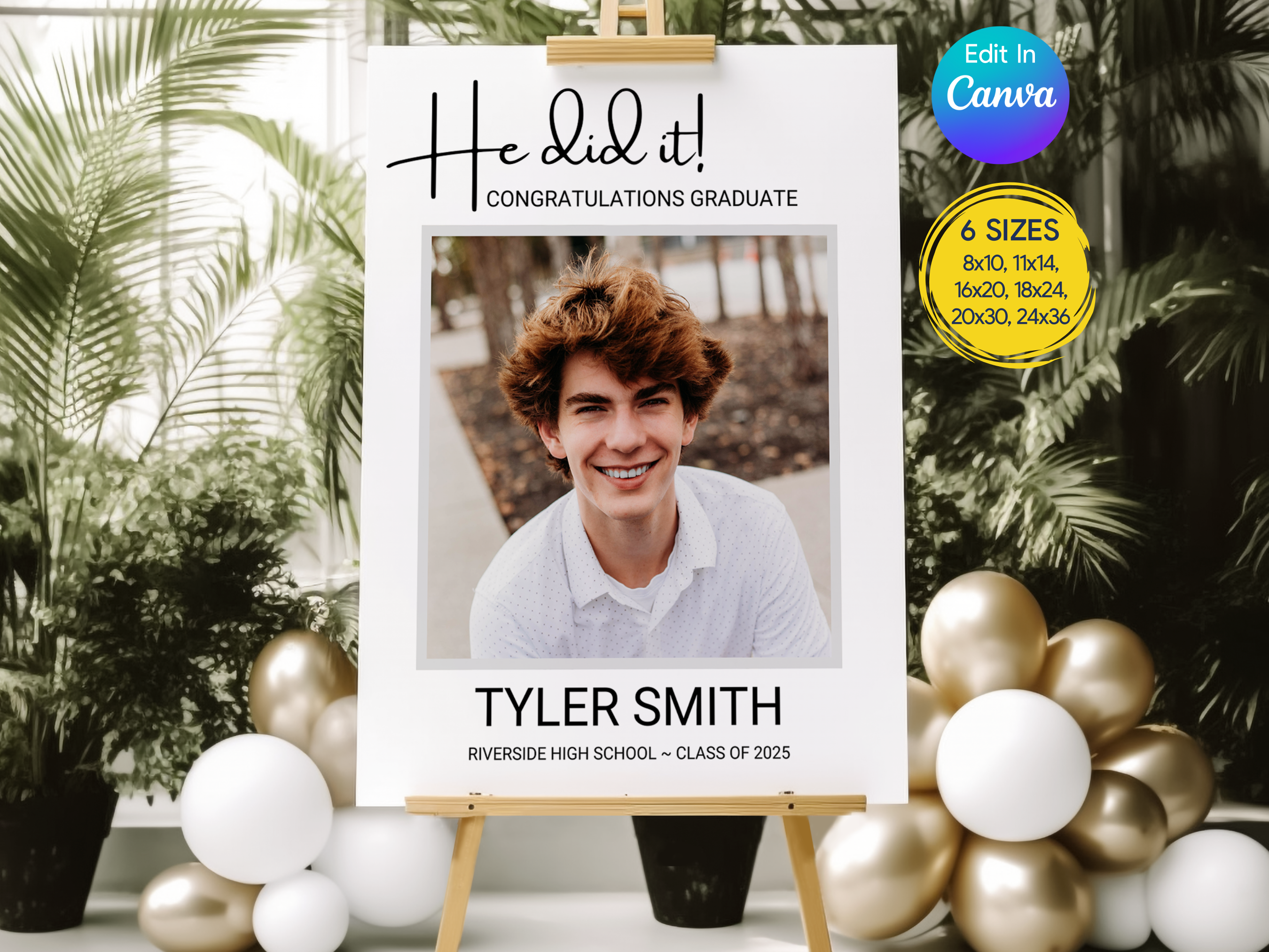 He Did It Custom Graduation Party Sign Digital Download – Disguise The ...